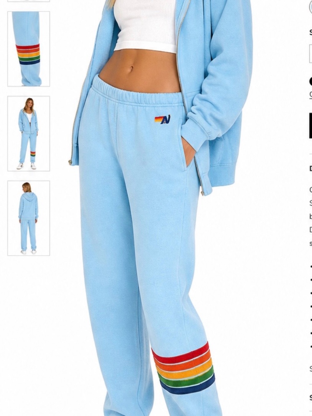 Aviator Nation FIVE STRIPE collection Light Blue Fleece Joggers !! Rare